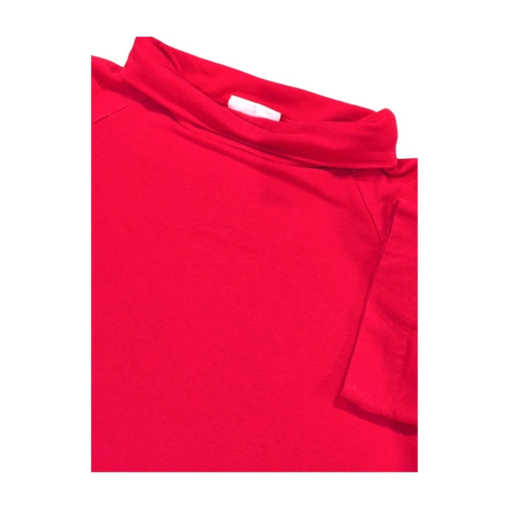 Brynn Walker Keenan Cowl Neck Short Sleeve Red Bamboo Blend Shirt Women's L